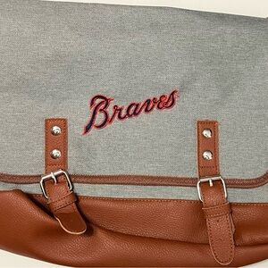 Atlanta Braves Messenger Canvas Bag with Shoulder Strap Embroidery on Front